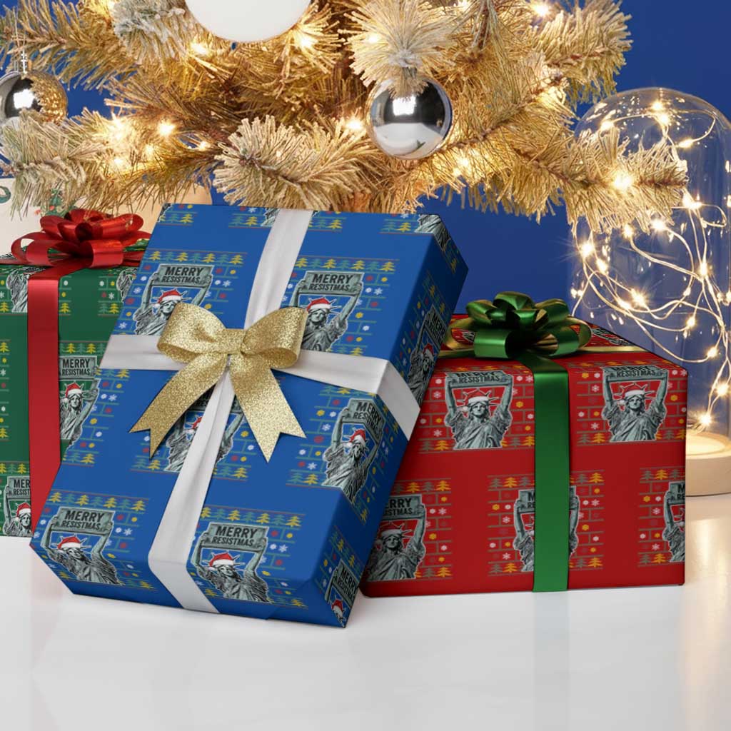 Funny Liberty Statue Ugly Sweater Gift Wrapping Paper Roll Merry Resistmas - Wonder Print Shop
