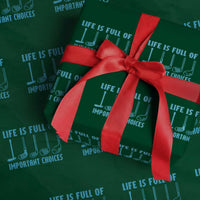 Funny Life is Full of Important Choices Golf Lovers Wrapping Paper Roll Golfing Clubs - Wonder Print Shop