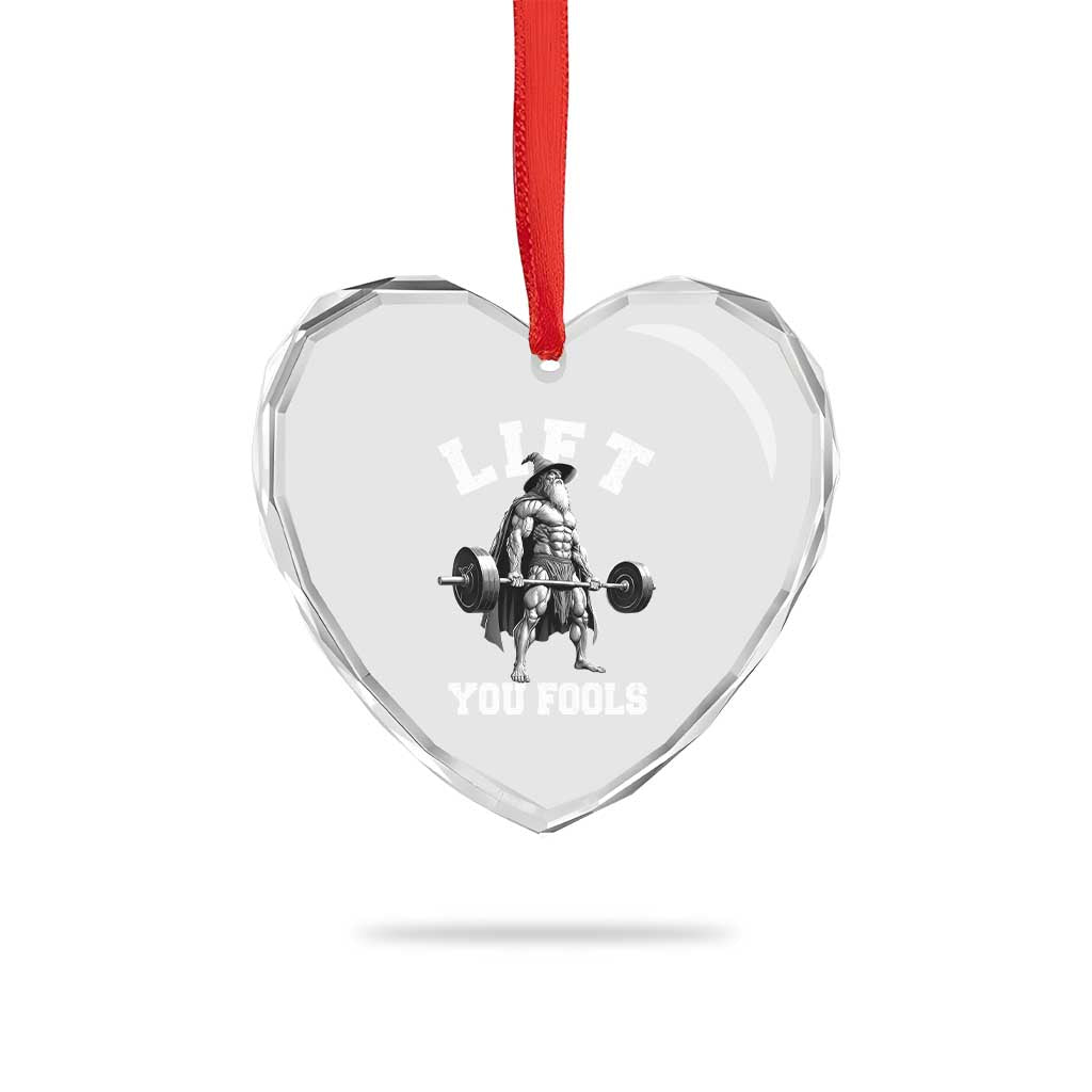 Funny Lift You Fools Heart Crystal Glass Ornament Swole Wizard Weightlifting Bodybuilding Gym - Wonder Print Shop