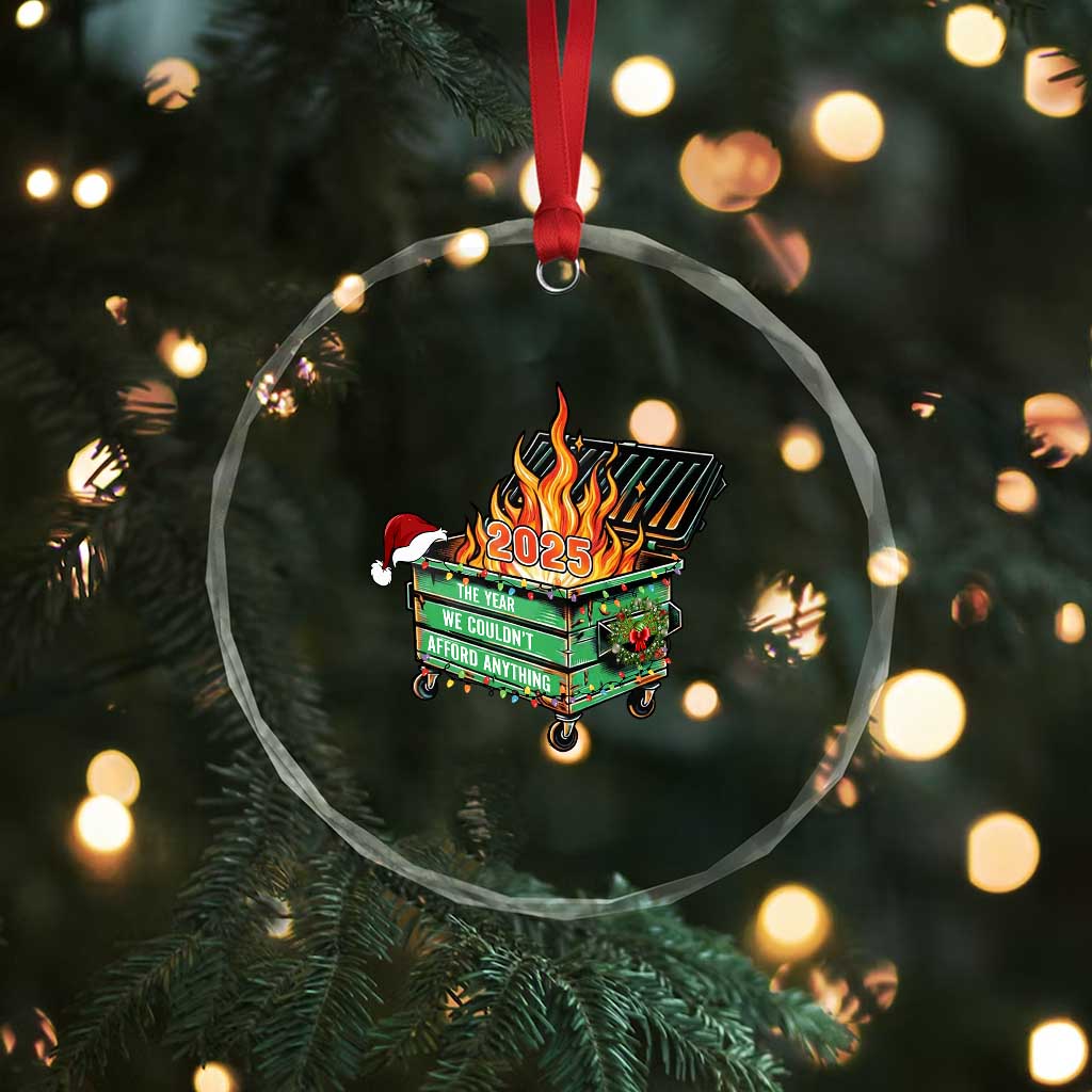 Funny Lil Dumpster Fire 2025 Crystal Glass Ornament The Year We Couldnt Afford Anything TS11