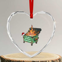 Funny Lil Dumpster Fire 2025 Heart Crystal Glass Ornament The Year We Couldnt Afford Anything - Wonder Print Shop