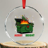 Funny Lil Dumpster Fire Christmas Crystal Glass Ornament Merry And Bright Xmas Tree - Wonder Print Shop