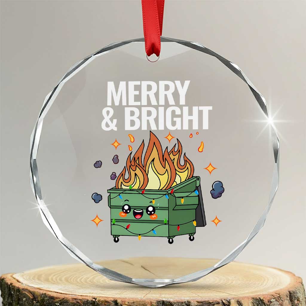 Funny Lil Fire Dumpster Christmas Crystal Glass Ornament Merry And Bright Xmas Led Lights - Wonder Print Shop