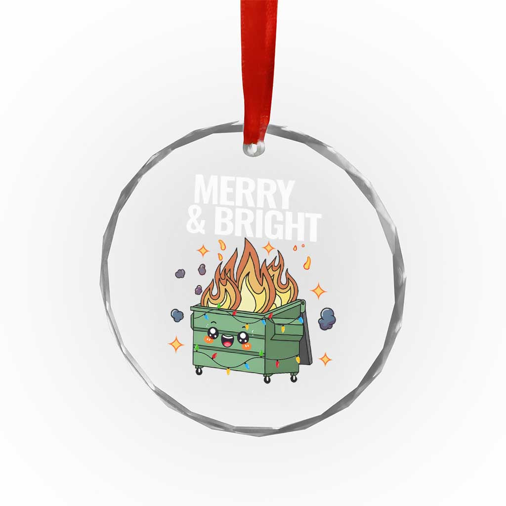 Funny Lil Fire Dumpster Christmas Crystal Glass Ornament Merry And Bright Xmas Led Lights - Wonder Print Shop