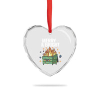Funny Lil Fire Dumpster Christmas Heart Crystal Glass Ornament Merry And Bright Xmas Led Lights - Wonder Print Shop