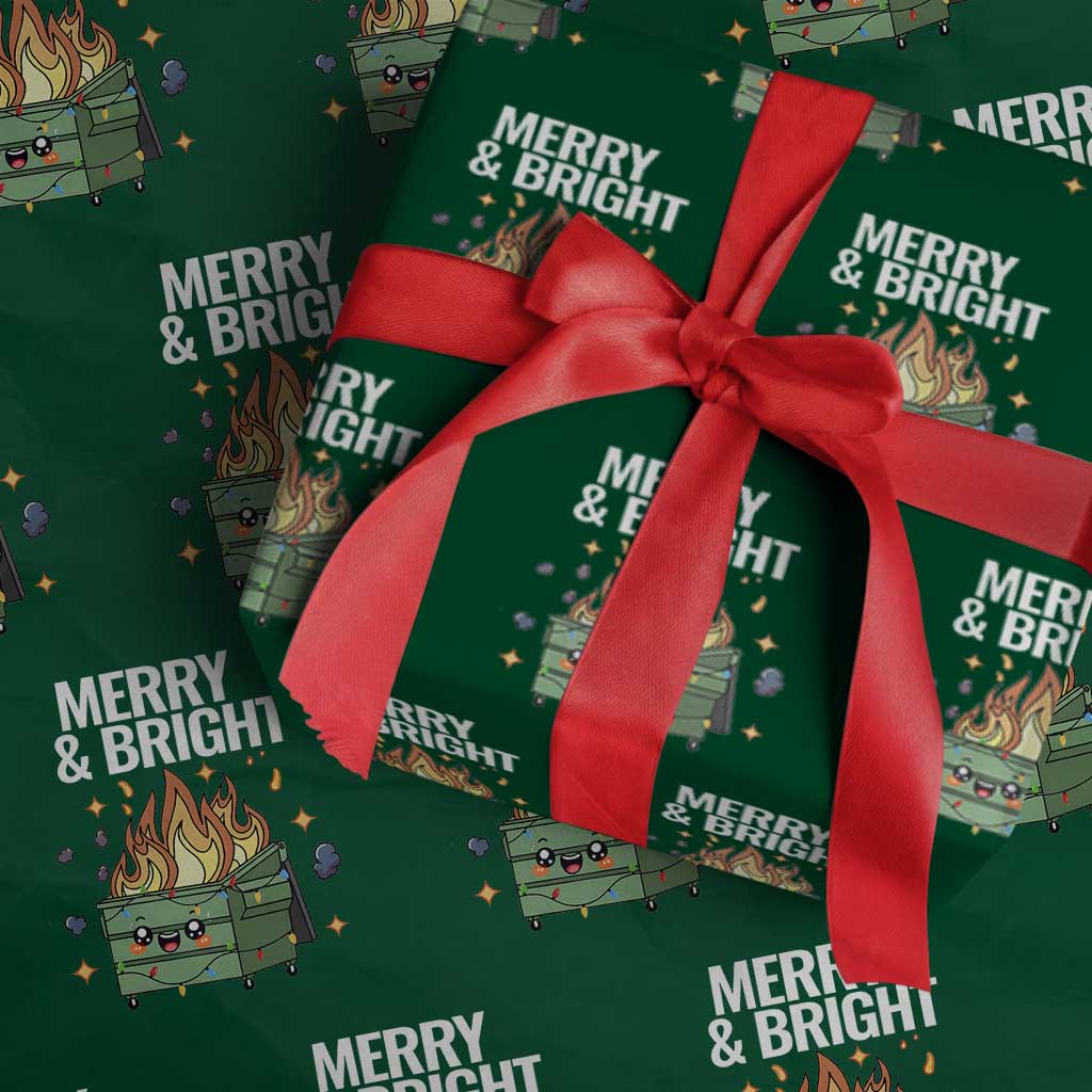 Funny Lil Fire Dumpster Christmas Wrapping Paper Roll Merry And Bright Xmas Led Lights - Wonder Print Shop