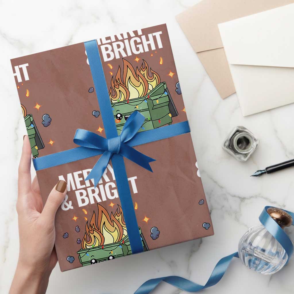 Funny Lil Fire Dumpster Christmas Wrapping Paper Roll Merry And Bright Xmas Led Lights - Wonder Print Shop