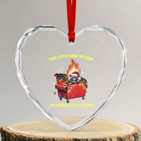 Funny Lil Fire Dumpster Racoon Heart Crystal Glass Ornament This Little Light Of Mine I'm Gonna Let It Shine - Wonder Print Shop