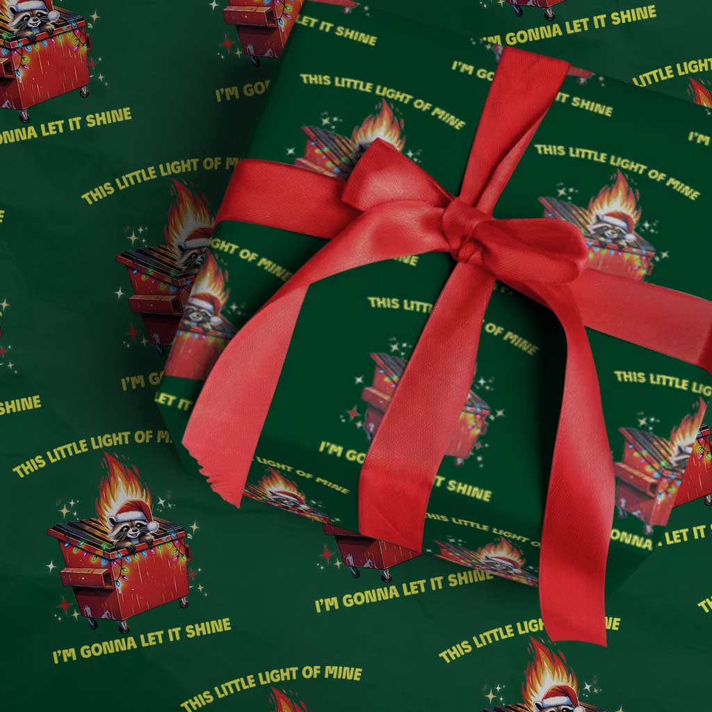 Funny Lil Fire Dumpster Racoon Wrapping Paper Roll This Little Light Of Mine I'm Gonna Let It Shine - Wonder Print Shop