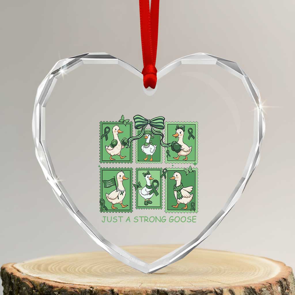 Funny Liver Cancer Warrior Support Gift Heart Crystal Glass Ornament Just A Strong Goose