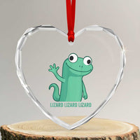 Funny Lizard Lizard Lizard Heart Crystal Glass Ornament Cute Gecko Reptile Meme - Wonder Print Shop