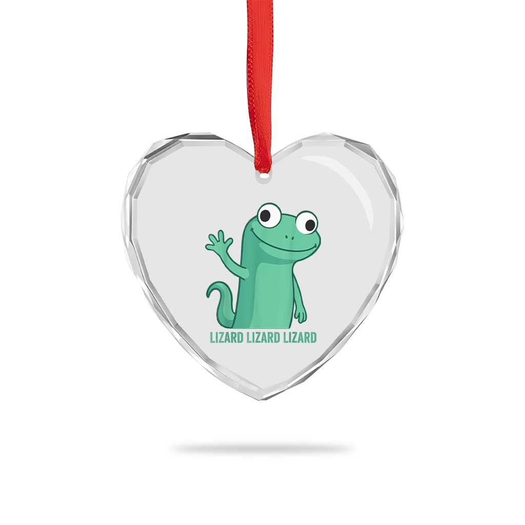Funny Lizard Lizard Lizard Heart Crystal Glass Ornament Cute Gecko Reptile Meme - Wonder Print Shop