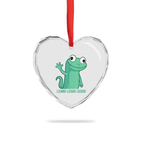 Funny Lizard Lizard Lizard Heart Crystal Glass Ornament Cute Gecko Reptile Meme - Wonder Print Shop