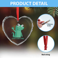 Funny Lizard Lizard Lizard Heart Crystal Glass Ornament Cute Gecko Reptile Meme - Wonder Print Shop