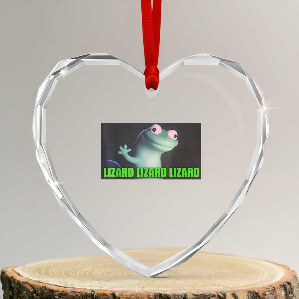 Funny Lizard Lizard Lizard Heart Crystal Glass Ornament Weirdcore Gecko Meme - Wonder Print Shop