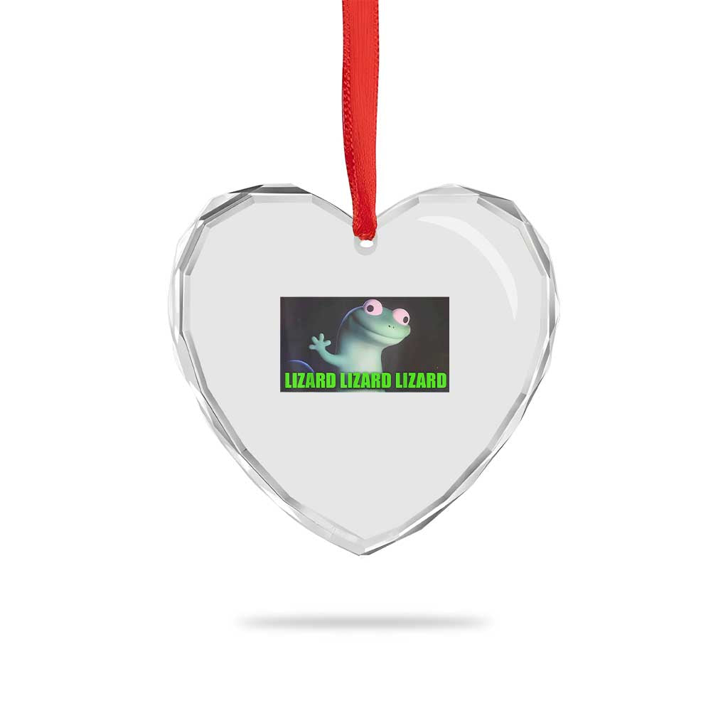 Funny Lizard Lizard Lizard Heart Crystal Glass Ornament Weirdcore Gecko Meme - Wonder Print Shop