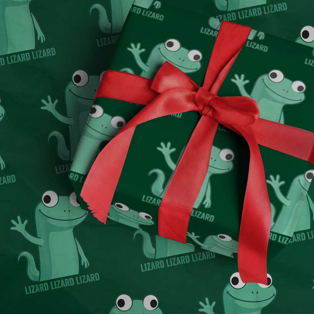 Funny Lizard Lizard Lizard Wrapping Paper Roll Cute Gecko Reptile Meme - Wonder Print Shop