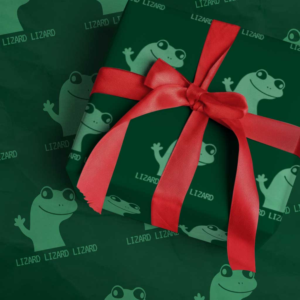 Funny Lizard Lizard Lizard Wrapping Paper Roll Weirdcore Gecko Reptile Meme - Wonder Print Shop