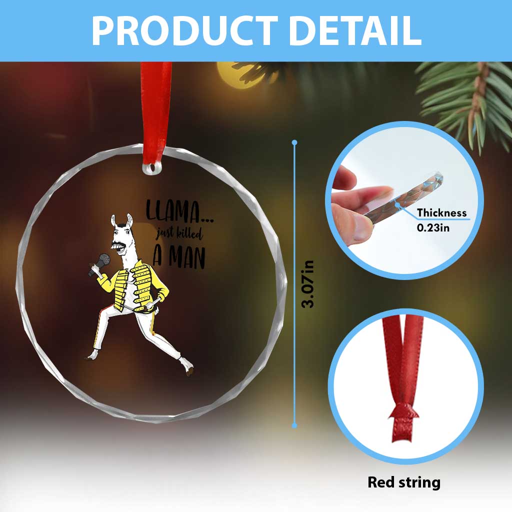 Funny Llama Just Killed a Man Crystal Glass Ornament Singing Animal Pun Internet Meme - Wonder Print Shop