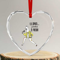 Funny Llama Just Killed a Man Heart Crystal Glass Ornament Singing Animal Pun Internet Meme - Wonder Print Shop
