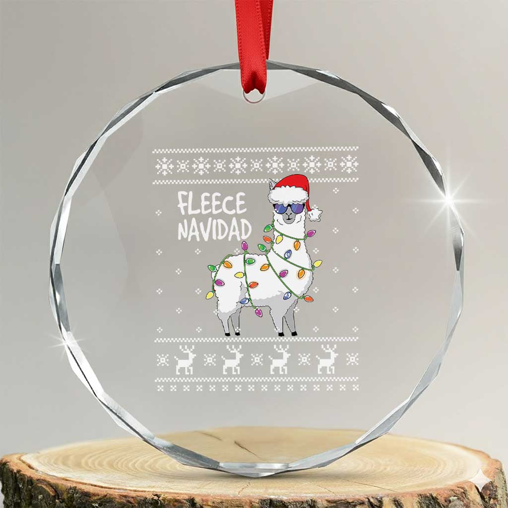 Funny Llama Xmas Crystal Glass Ornament Fleece Navidad Feliz Merry Xmas Ugly Sweater TS02
