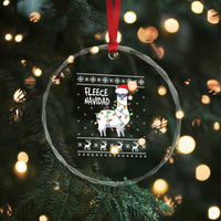 Funny Llama Xmas Crystal Glass Ornament Fleece Navidad Feliz Merry Xmas Ugly Sweater TS02