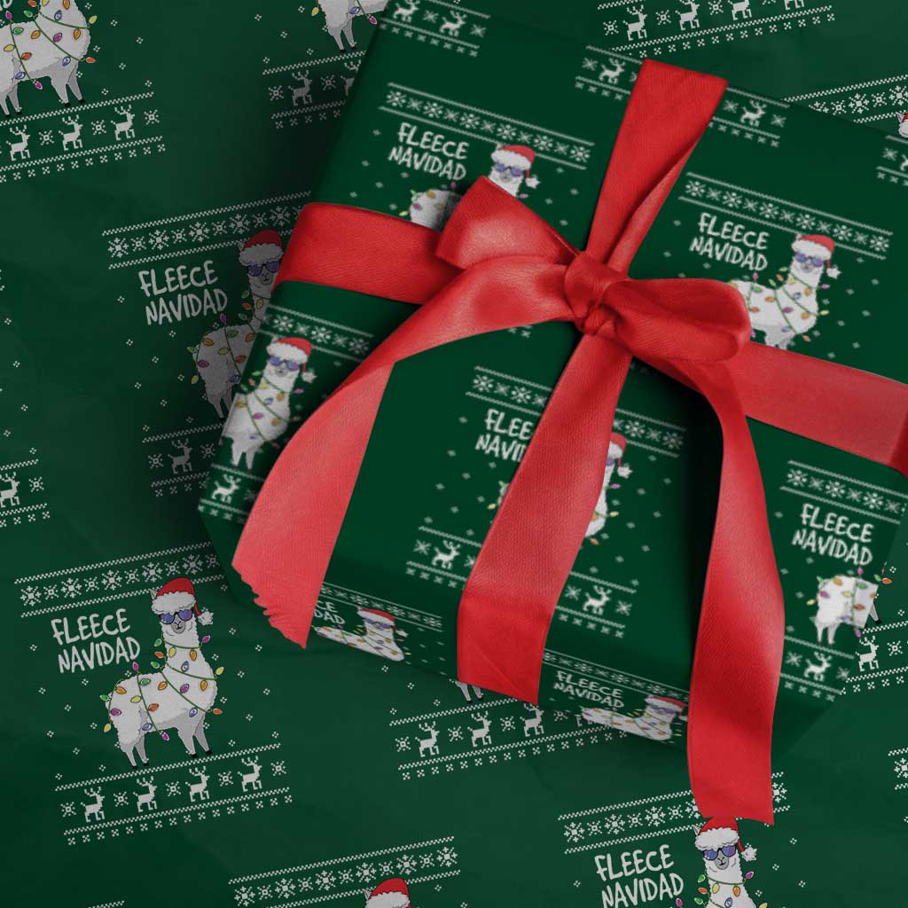 Funny Llama Xmas Wrapping Paper Roll Fleece Navidad Feliz Merry Xmas Ugly Sweater