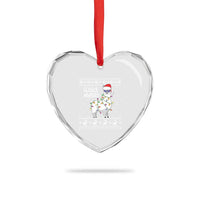 Funny Llama Xmas Heart Crystal Glass Ornament Fleece Navidad Feliz Merry Xmas Ugly Sweater - Wonder Print Shop