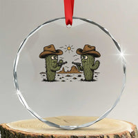 Funny Lone Star Cactus Cowboy Gunfight Gift Crystal Glass Ornament TS12