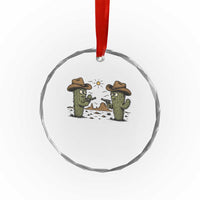 Funny Lone Star Cactus Cowboy Gunfight Gift Crystal Glass Ornament TS12