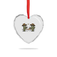 Funny Lone Star Cactus Cowboy Gunfight Gift Heart Crystal Glass Ornament - Wonder Print Shop