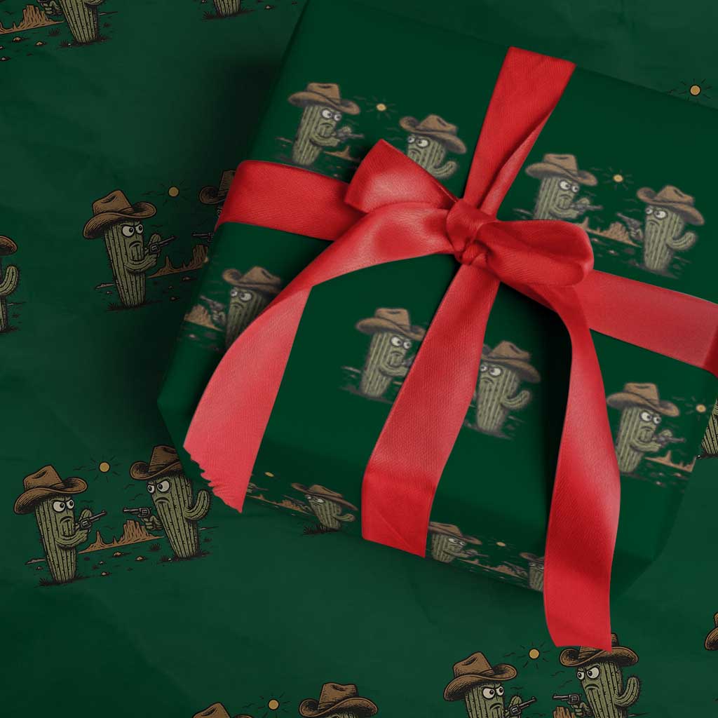 Funny Lone Star Cactus Cowboy Gunfight Gift Wrapping Paper Roll - Wonder Print Shop