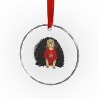 Funny Long Curly Hair Wig Soccer Cat Graphic Crystal Glass Ornament Spain Espana Sports Fans Meme Spanish Pride