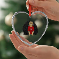Funny Long Curly Hair Wig Soccer Cat Graphic Heart Crystal Glass Ornament Spain Espana Sports Fans Meme Spanish Pride