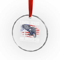 Funny Loves Jesus And America Too Crystal Glass Ornament 4th Of July Patriotic Christian Eagle American Flag - Wonder Print Shop