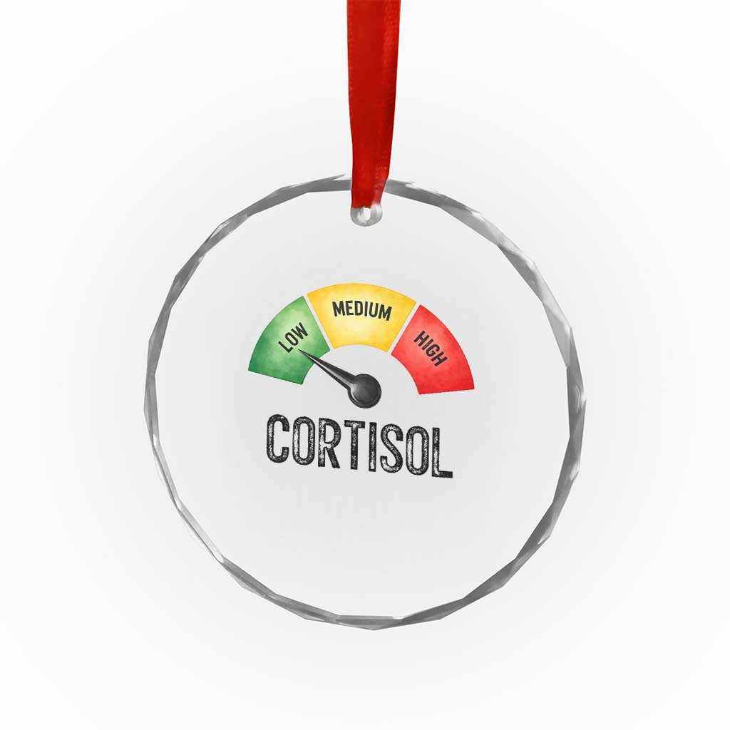 Funny Low Cortisol Stress Meter Crystal Glass Ornament Low Medium High Anxiety Humor