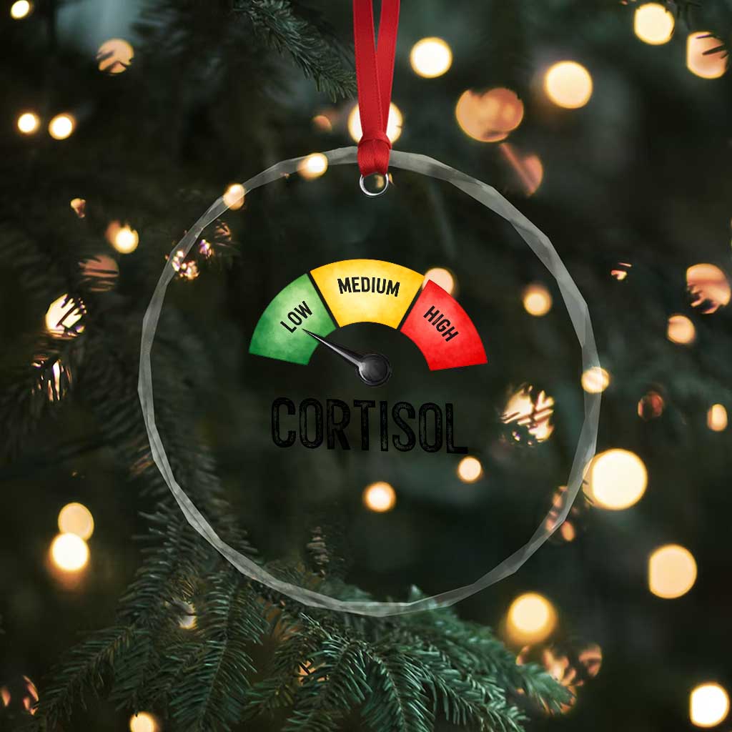 Funny Low Cortisol Stress Meter Crystal Glass Ornament Low Medium High Anxiety Humor