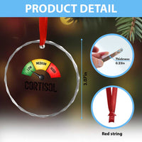 Funny Low Cortisol Stress Meter Crystal Glass Ornament Low Medium High Anxiety Humor