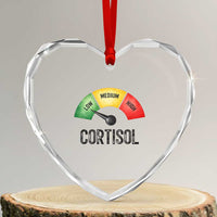 Funny Low Cortisol Stress Meter Heart Crystal Glass Ornament Low Medium High Anxiety Humor