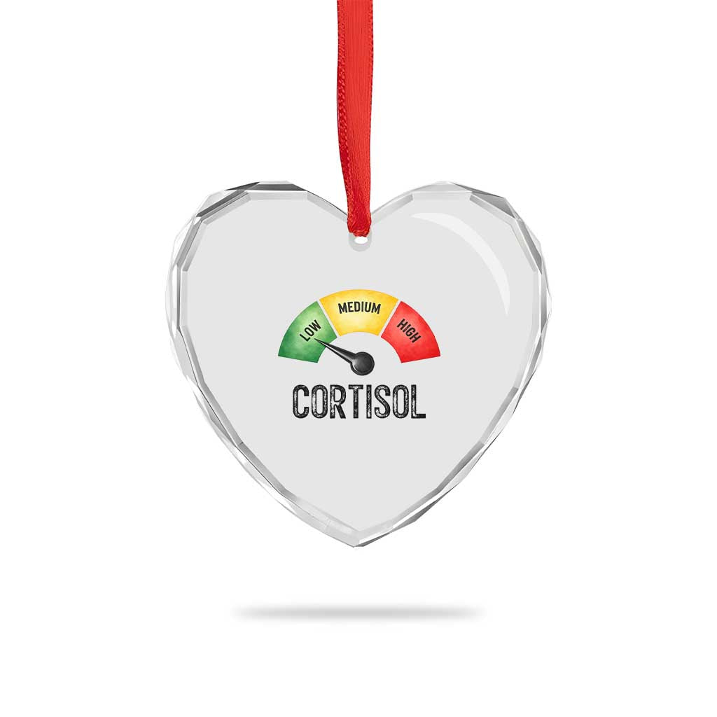 Funny Low Cortisol Stress Meter Heart Crystal Glass Ornament Low Medium High Anxiety Humor