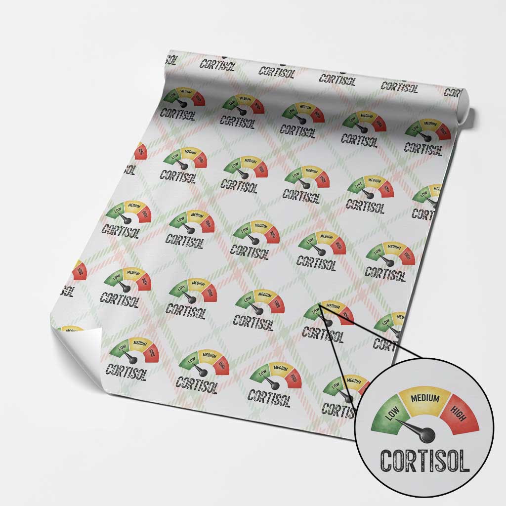 Funny Low Cortisol Stress Meter Wrapping Paper Roll Low Medium High Anxiety Humor