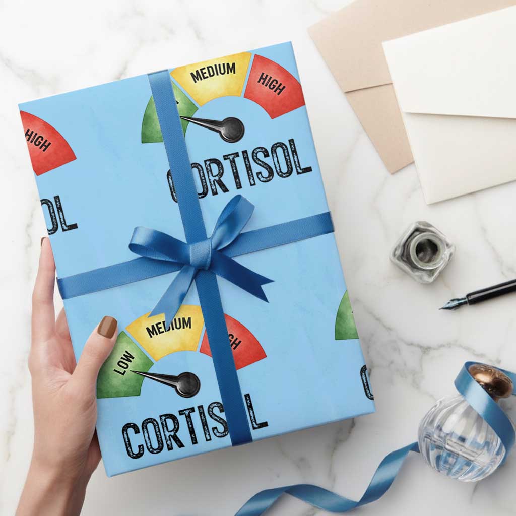 Funny Low Cortisol Stress Meter Wrapping Paper Roll Low Medium High Anxiety Humor