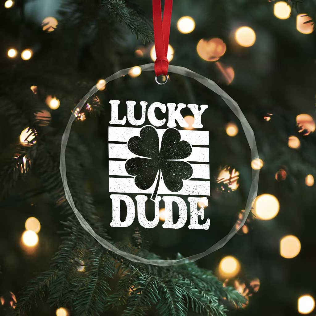 Funny Lucky Dude Crystal Glass Ornament Irish Boys St Patricks Day