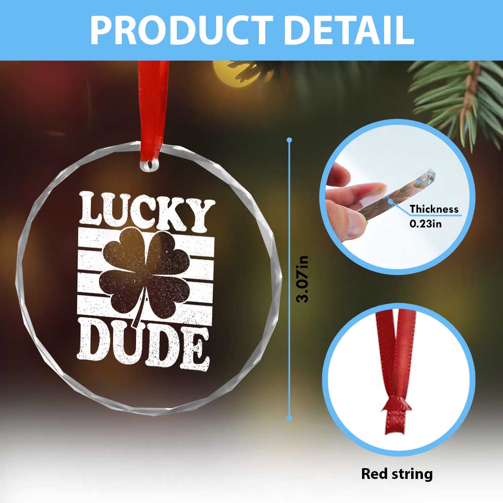 Funny Lucky Dude Crystal Glass Ornament Irish Boys St Patricks Day