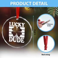 Funny Lucky Dude Crystal Glass Ornament Irish Boys St Patricks Day