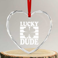 Funny Lucky Dude Heart Crystal Glass Ornament Irish Boys St Patricks Day