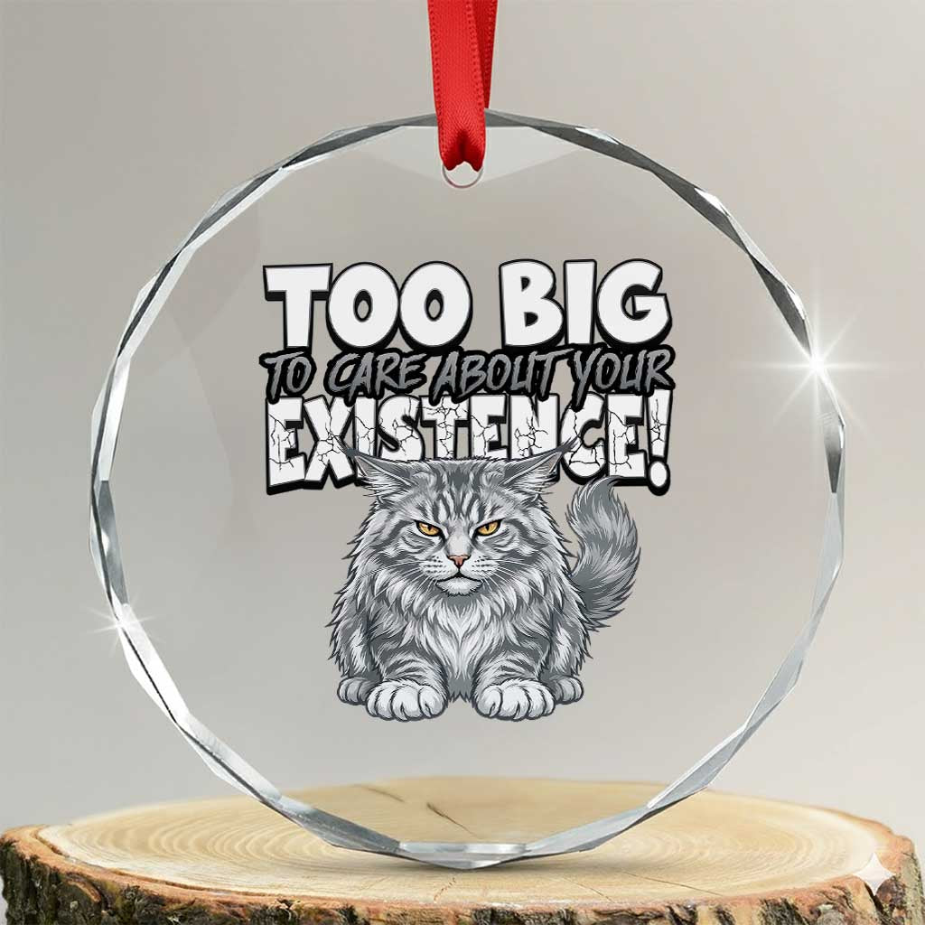 Funny Maine Coon Cat Crystal Glass Ornament Too Big To Care About Your Existence