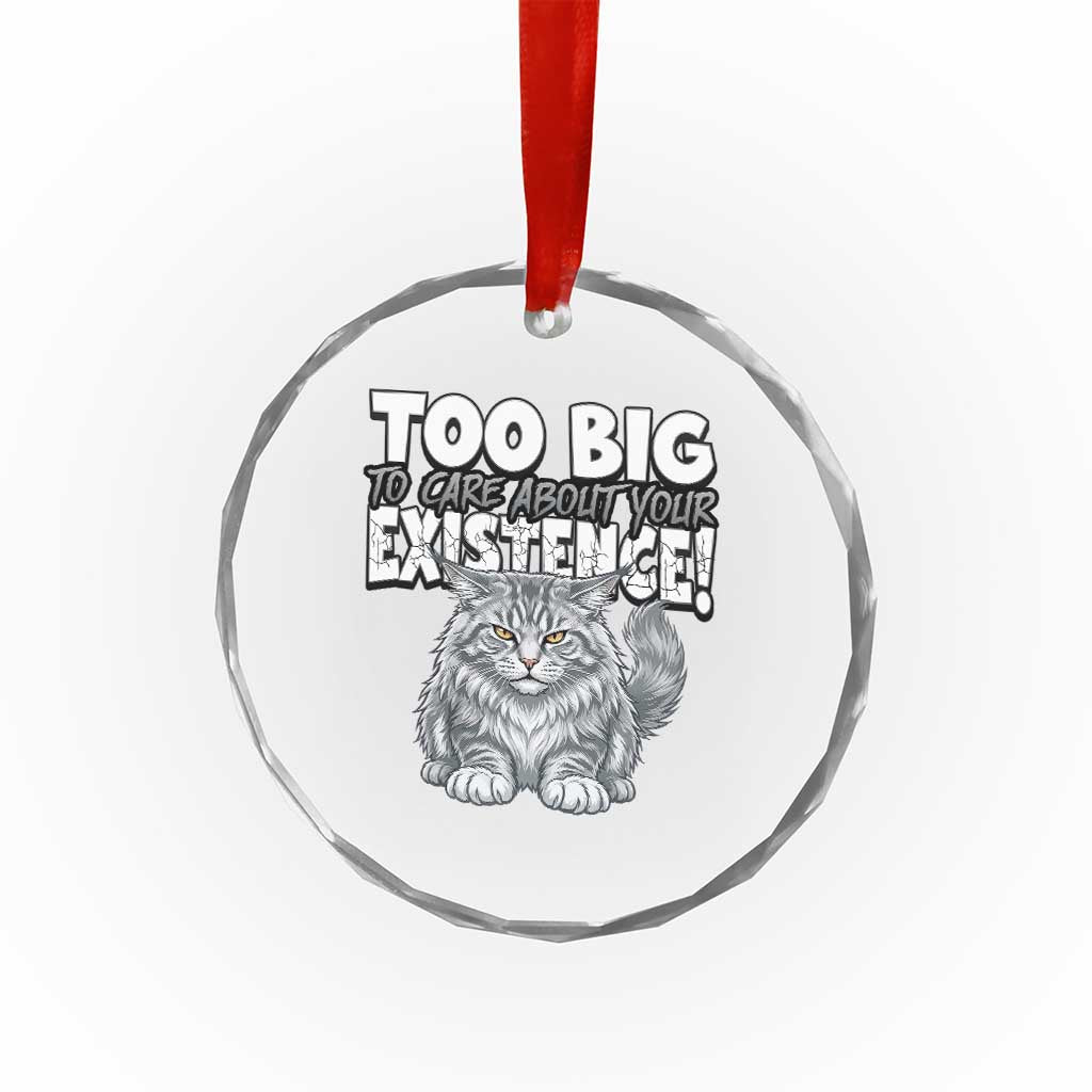 Funny Maine Coon Cat Crystal Glass Ornament Too Big To Care About Your Existence
