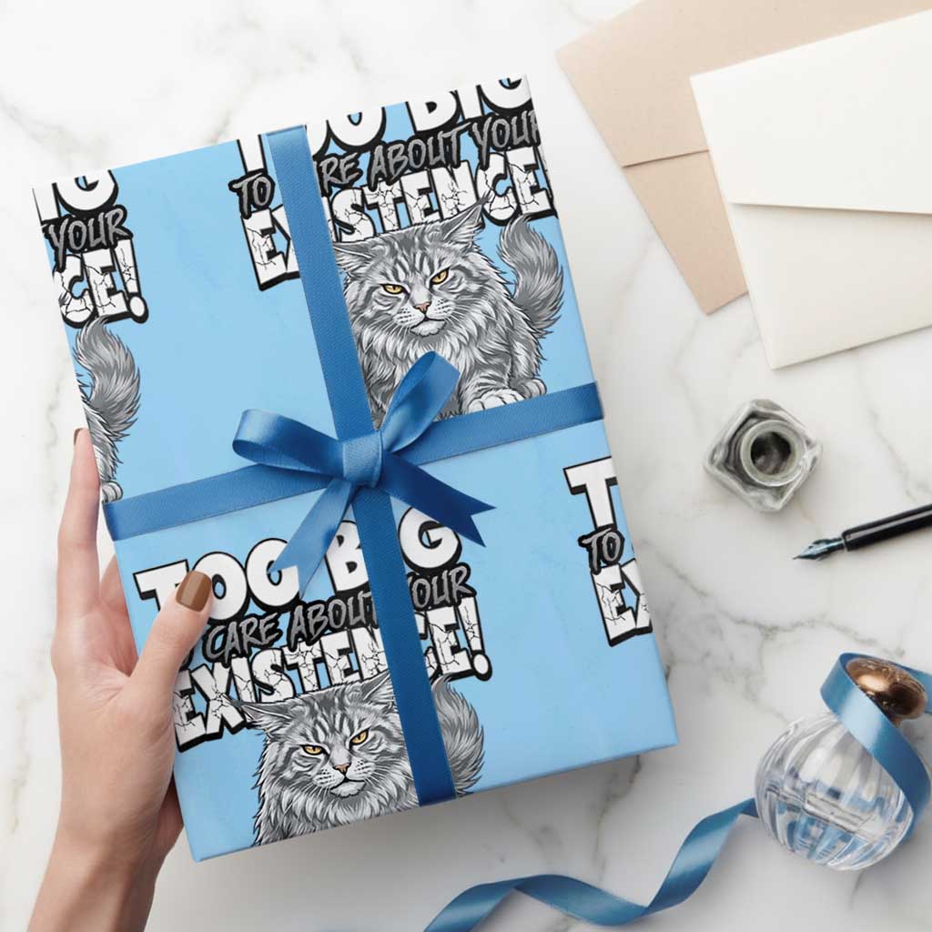Funny Maine Coon Cat Wrapping Paper Roll Too Big To Care About Your Existence