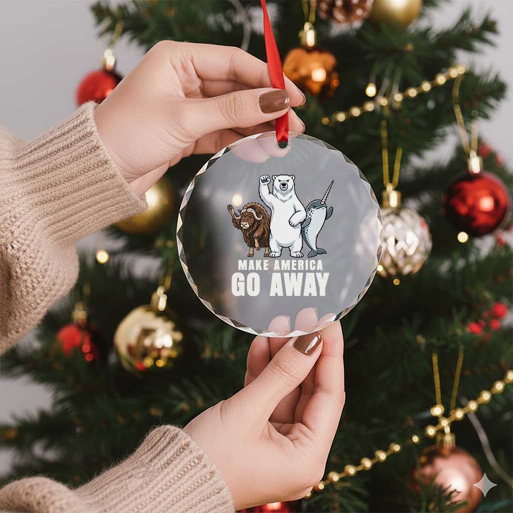 Funny Make America Go Away Crystal Glass Ornament Anti Authoritarian Political Gag Gift